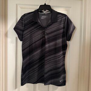 Nike Women's Dri-Fit Golf Shirt Black Grey Size L